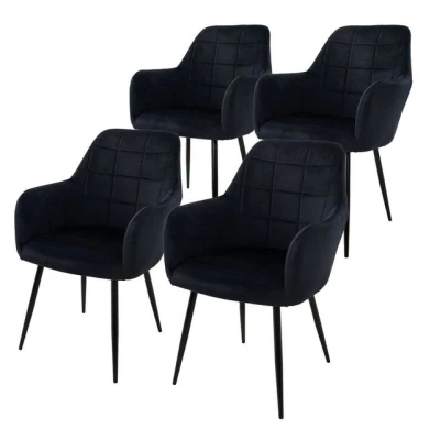Abbildung von ML DESIGN Stuhl Esszimmerstuhl ergonomisch &amp; gepolstert Esstischstuhl mit Rückenlehnen (2 St), Wohnzimmerstuhl Schwarz Samtbezug Metallbeine Küchenstuhl Polsterstuhl