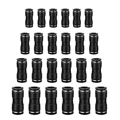 Abbildung von HUAZIZ 24 Stück Schwarz Gerade Pneumatik Steckverbinder, Air Push Schnellbefestigungen, Pneumatische Fittings in Schnellkupplung Verbinder für Luft Wasser Schlauchanschluss 6mm/8mm/10mm/12mm