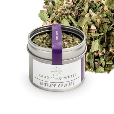 Abbildung von Zauber der Gewürze Eintopf Gewürz Allrounder für mit Fleisch, vegetarisch oder vegan, Top Qualität in wiederverschließbarer Aroma Dose,40 g