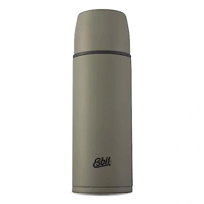 Abbildung von Esbit Edelstahl Isolierflasche Classic 1000 ml in Olivgrün für warme und kalte Getränke Thermoflasche mit 2 Bechern