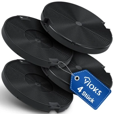Abbildung von VIOKS 4x Kohlefilter für Dunstabzugshauben 155mmØ Ersatz AЕG 405509371/2 EFF75 Carbon Filter Dunstabzugshaube Zanussi Bеko