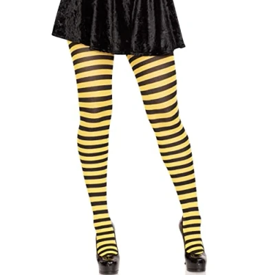 Abbildung von Leg Avenue Strumpfhose quer geringelt schwarz gelb Einheitsgröße ca. 36 bis 40 70 DEN