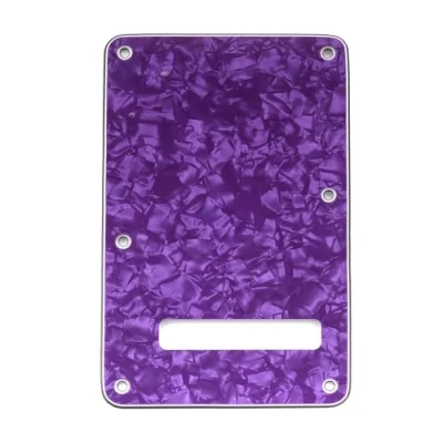Abbildung von Musiclily 6 Löcher Strat Tremoloabdeckung Back Plate für Fender USA/Mexican Standard Stratocaster Modern Style E Gitarre,4 lagig Purple Pearl