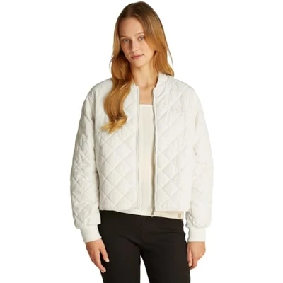 Abbildung von Calvin Klein Damen Bomberjacke Quilted Jacket Dünn, Elfenbein (Ivory), XL