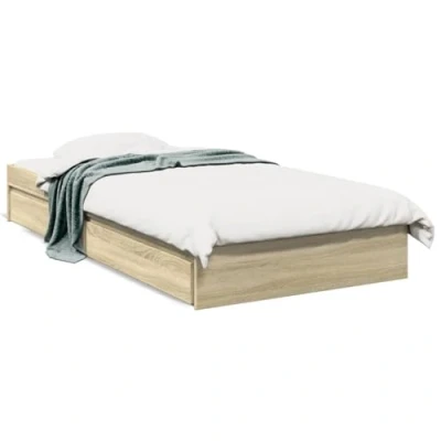 Abbildung von vidaXL Bettgestell, Bett mit Schubladen für Schlafzimmer, Bettrahmen Lattenrost, Schlafzimmerbett Einzelbett, Sonoma Eiche 90x200cm Holzwerkstoff