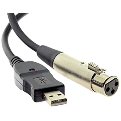 Abbildung von System S USB A (Male) zu 3pin XLR (Female) Mikrofon Kabel Mic Link Adapter 290 cm
