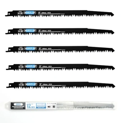 Abbildung von MUOZLOP 5 Pack 12 inch Säbelsägeblätter Set，5 TPI Sägeblätter für Säbelsäge，für Holz/Metall (5, 5TPI,300mm)