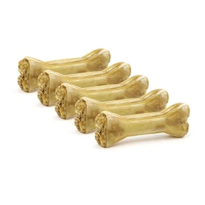 Abbildung von DOGBOSS 100% Natur Kauknochen Hundeknochen, Rinderhaut mit Energielieferanten, 5 Stück 12 cm