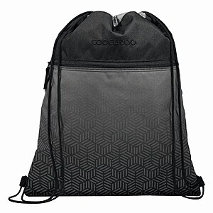 Abbildung von Coocazoo Turnbeutel, Black Carbon, schwarz, mit Reißverschlussfach und Kordelzug, reflektierende Elemente, Schlaufen zur Befestigung am Schulrucksack, ab der 3. Klasse, ca. 10 Liter