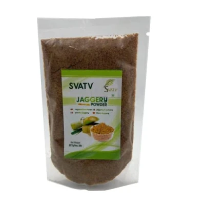Abbildung von SVTAV Jaggery Pulver, handzerkleinertes Gur Pulver Natürlicher Süßstoff Brauner Zucker Indischer Zuckerrohrersatz Keine Konservierungsstoffe künstlichen Aromen 227g
