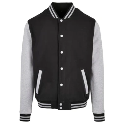 Abbildung von Build Your Brand Herren BB004 Basic College Jacket Jacke, Black/Heather Grey, 4XL
