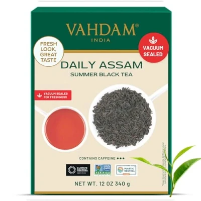 Abbildung von VAHDAM, Assam Schwarzer Tee (340g, 170+ Tassen) Stark, Malzig &amp; Reich Reiner, Single Origin Schwarztee Losen Blättern Verpackung Kann Variieren