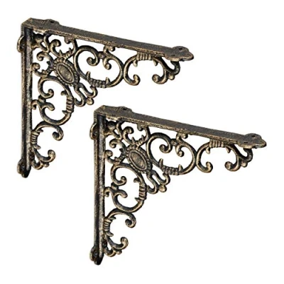 Abbildung von relaxdays Wandregalhalter 2er Set Regalwinkel antik, Bronze