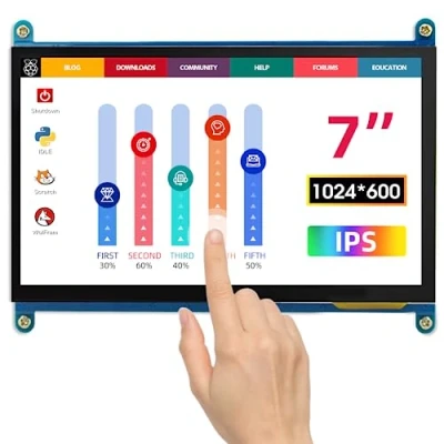 Abbildung von ELECROW Raspberry Pi Display, 7 Inch Touchscreen Monitor Small 1024X600 HD LCD Display Mini Compatible with 5/Raspberry 4/ PC/Jetson Nano/Banana Pi/BB Black