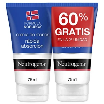 Abbildung von Neutrogena, Crema de Manos Rápida Absorbción, reparadora Grietas, Fórmula Noruega, Para Pieles Secas y Agrietadas, Textura Ligera no Grasa, Absorción, Con Glicerina, Pack 2 x 75ml