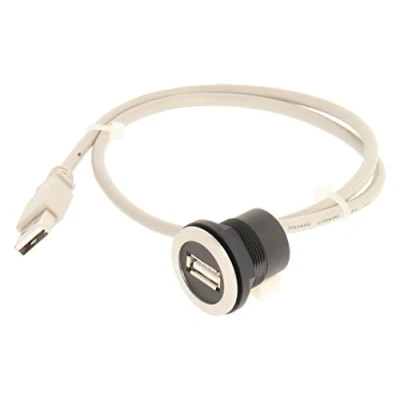 Abbildung von Schlegel 23.001.557 USB Buchse Edelstahl, 1x Typ A, USB2.0 Kabel Länge 60 cm und Stecker A