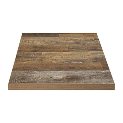 Abbildung von Bolero Vorgebohrte quadratische Tischplatte 700 mm, Urban Dark, Größe: 48(H) x 700(B) 700(T)mm, für den Innenbereich, hält bis zu 180C warmen Platten und Warmhaltegeräten stand, DR823