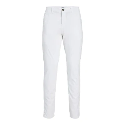 Abbildung von Herren Jack &amp; Jones Chino Hose Stretch Pants Konischer Schnitt Slim Fit Look JPSTMARCO JJBOWIE, Farben:Weiß, Größe Hosen:30W / 30L, Z Länge:L30