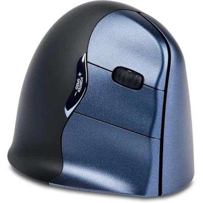 Abbildung von BakkerElkhuizen Evoluent4 Wireless, Vertikale Ergonomische Maus, Computermaus für Büro/Office/Home Windows PC Laptop, Rechtshänder, Kabellos, schwarz/blau/Silber