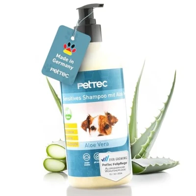 Abbildung von PetTec Tiershampoo Hundeshampoo Aloe Vera, 500 ml, ph neutral, vegan, allergenfrei, Made in Germany