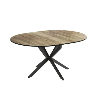 Abbildung von Vicco Esstisch Loyd, Schwarz/Eiche rustikal, 120 x 76.5 cm ausziehbar