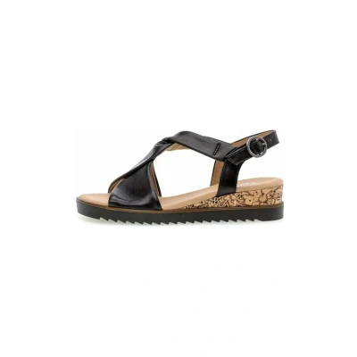 Abbildung von Gabor Damen Keilsandalen, Frauen Sandalen,Moderate Mehrweite (G),Strandschuhe,Keilsandaletten,Keilabsatz,schw.(KorkTS/schw),40 EU / 6.5 UK