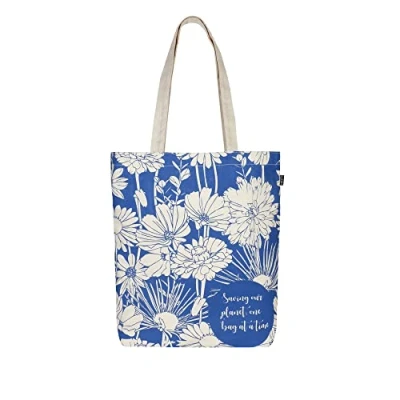 Abbildung von Eco Right Borsa Stoffa Shopper, Canvas tote Bag, Donna, Tracolla organico cotone e tela con manici stampa, shopper riutilizzabile ecocompatibile lavabile