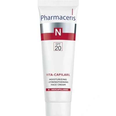 Abbildung von Pharmaceris N Vita Capilaril, Feuchtigkeitsspendende Tagescreme mit LSF 20, für Couperose Haut, Regeneriert und glättet die Reduziert das Auftreten von Rötungen 50 ml