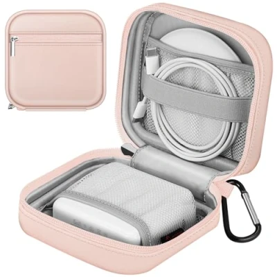 Abbildung von FINPAC Storage Tasche für MacBook Ladegerät, Kleiner Elektronische Laptop Zubehör, Magic Mouse, USB Flash Disk, Kabel, Power Bank Aufbewahrungskoffer Organizer Reise Arbeit, Rosa