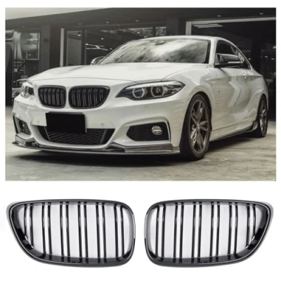 Abbildung von GCP PASST FÜR 2ER F22 F23 F87 SPORT KÜHLERGRILL DOPPELSTEG GRILL GLANZ SCHWARZ