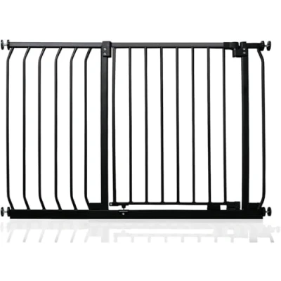 Abbildung von Safetots Elite Sicherheitsschutzgitter, 98cm 107cm, Mattschwarz, Treppenschutzgitter mit Druckmontage, Sicherheitsbarriere, Einfache Installation