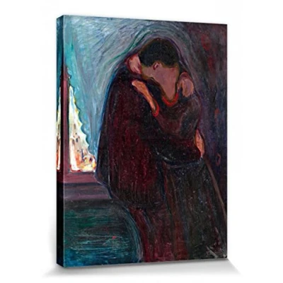 Abbildung von 1art1 Edvard Munch Poster Der Kuss, 1897 Bilder Leinwand Bild Auf Keilrahmen XXL Wandbild Kunstdruck Als Leinwandbild 80x60 cm