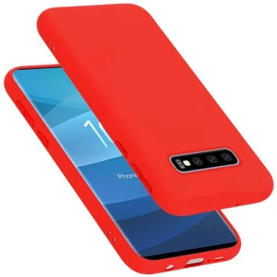 Abbildung von Cadorabo Hülle kompatibel mit Samsung Galaxy S10 Plus Silikon Handyhülle für Case aus flüssigem stoßfeste dünne TPU Schutzhülle Liquid ROT