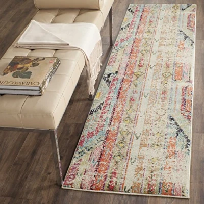 Abbildung von SAFAVIEH Boho Teppich für Wohnzimmer, Esszimmer, Schlafzimmer Monaco Collection, Kurzer Flor, Multi, 76 X 183 cm