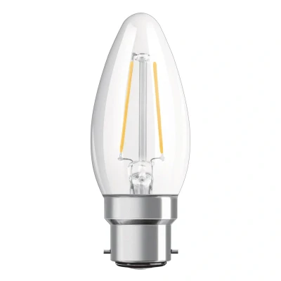 Abbildung von OSRAM LED Star Classic B25, klare Filament Lampe in Kerzenform, B22d Sockel, Warmweiß (2700K), Ersatz für herkömmliche 25W Glühbirnen, 1er Pack