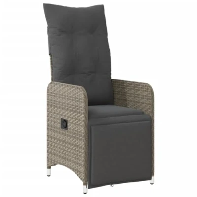 Abbildung von vidaXL Gartenstuhl Gartensessel Verstellbar mit Kissen Grau Poly Rattan (1 St)
