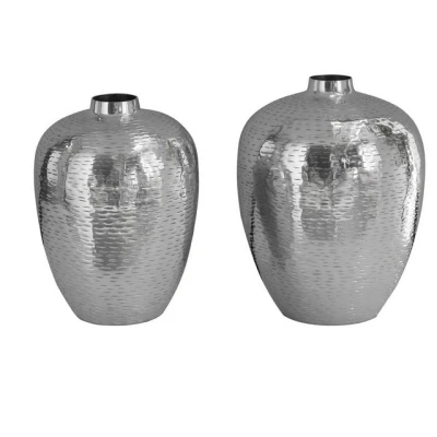 Abbildung von riess ambiente Tischvase ORIENTAL 32cm silber (Set, 2 St), Wohnzimmer · Dekoration Metall Hammerschlag Design