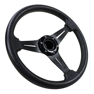 Abbildung von Acclcors Universal Rennlenkrad, Drifting Lenkrad,Gaming Lenkrad 13.6&quot; 6 Bolzen Griff Vinyl Leder mit Horn Taste für Rennen/Rallye/Motorsport/Auto Sim Fahren (Schwarz)