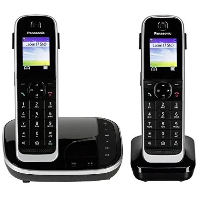 Abbildung von Panasonic KX TGJ322 Schnurloses DECT Telefon (Mobilteile: 2, mit Anrufbeantworter, Weckfunktion, Freisprechen)