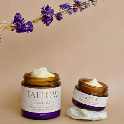 Abbildung von TALLOW Original Balm Lavendel Bio Grassgefüttert Rindertalg Creme aus Deutschland (Bodensee), Geruchslos, Kein Chemie, 100% natürliche Hautpflege, mit Lavendelöl (30 ml)