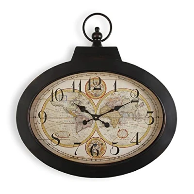 Abbildung von Versa Pangea Dekorative Wanduhr für die Küche, das Wohnzimmer, Esszimmer oder Schlafzimmer, Maßnahmen (H x L B) 63 6 60 cm, Metall, Farbe: Schwarz