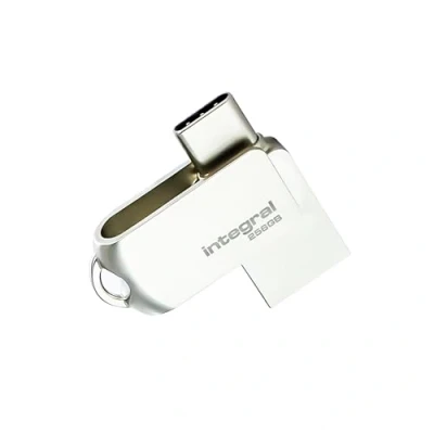 Abbildung von Integral 256GB 360 Dual USB 3.2 Gen 1 Typ C &amp; A Flash Laufwerk mit robustem Metallgehäuse, schnellen Übertragungsgeschwindigkeiten und einfacher Plug Play Funktion