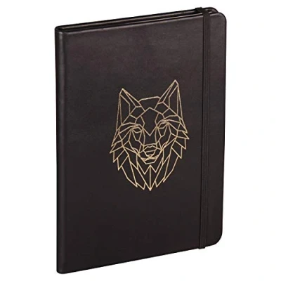 Abbildung von Clairefontaine 400130C Notizbuch aus Leder, Hardcover, 144 Seiten, A5 (14,8 x 21 cm), liniert, Ledereinband, Motiv: Wolf
