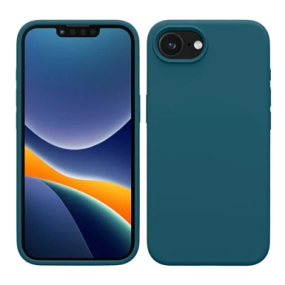 Abbildung von kwmobile Hülle kompatibel mit Apple iPhone SE 2025 / 4 4. Generation Silikon Handy Case Handyhülle weiche Oberfläche kabelloses Laden Petrol matt