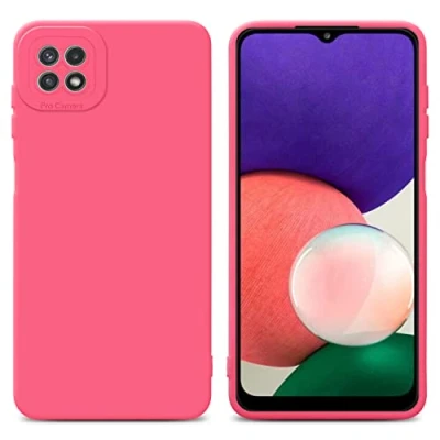 Abbildung von Cadorabo Hülle kompatibel mit Samsung Galaxy A22 5G Schutzhülle TPU Silikon Case Liquid Design Kameraschutz Slim Kratzfest Weiche Gummi Rundumschutz für in Rot