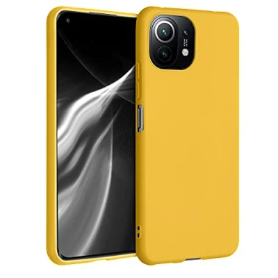 Abbildung von kwmobile Hülle kompatibel mit Xiaomi 11 Lite (5G) NE/Mi weiches TPU Silikon Case Cover geeignet für kabelloses Laden Honiggelb