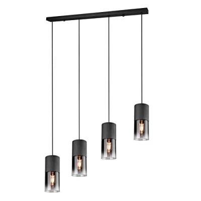 Abbildung von TRIO Leuchten Pendelleuchte ROBIN, ohne Leuchtmittel, Hängelampe 4 flammig, höhenverstellbar, Glasschirme Ø 10 cm, Esszimmer
