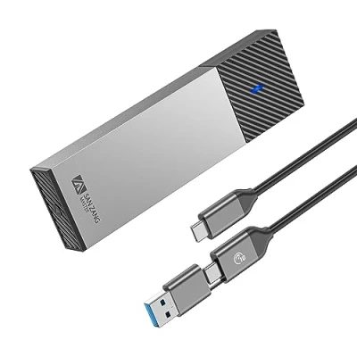 Abbildung von M.2 Enclosure NVMe SSD Gehäuse mit 10 Gbit/s Übertragung, USB3.2 SATA SSDGehäuse Adapter für 2230 2242 2260 2280 PCIe M Key &amp; M+B (werkzeuglos, 2 in 1 Kabel)，grau
