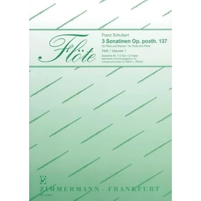 Abbildung von 3 Sonatinen: Sonatine D Dur. Heft 1. op. posth. 137. 384. Flöte und Klavier. (Flöte, 1)