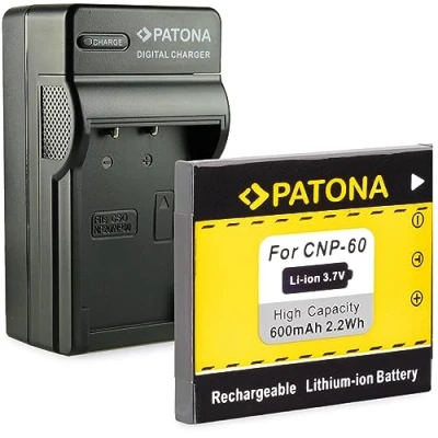 Abbildung von PATONA 3in1 Ladegerät + Akku NP 60 kompatibel mit Casio Exilim EX FS10 Z20 Z25 Z29 Z80 Z85 Z90
